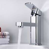 Square chrome single lever handle wash sink basin faucet